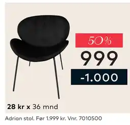 Skeidar Adrian stol tilbud