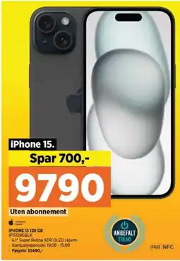 POWER IPHONE 15 128 GB IP15128GBLK tilbud