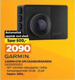 POWER GARMIN 67W GPS DASHBORDKAMERA GAR100250515 tilbud