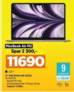 POWER 13" MACBOOK AIR (2022) MLXW3HA tilbud