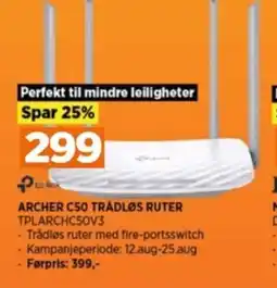 POWER ARCHER C50 TRÅDLØS RUTER TPLARCHC50V3 tilbud