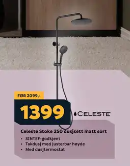 Megaflis Celeste Stoke 250 dusjsett matt sort tilbud