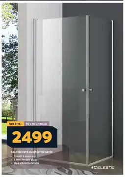 Megaflis Celeste rett dusjhjørne satin tilbud