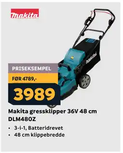 Megaflis Makita gressklipper 36V 48 cm DLM480Z tilbud