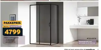 Megaflis Celeste Fasto dusjhjørne tilbud