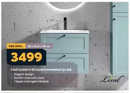 Megaflis Lind Comfort 60 baderomsmøbel lys blå tilbud