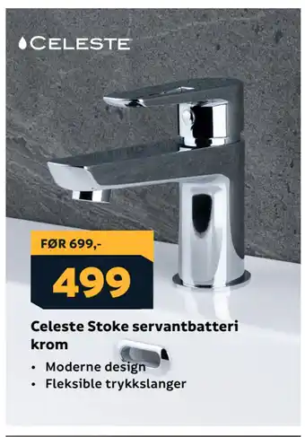 Megaflis Celeste Stoke servantbatteri krom tilbud