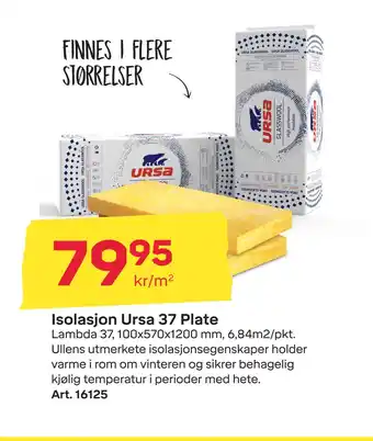 Byggmax Isolasjon Ursa 37 Plate tilbud