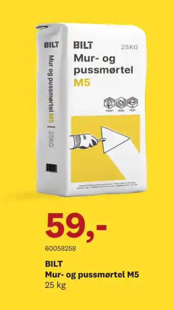 Bygger'n BILT Mur- og pussmørtel M5 tilbud