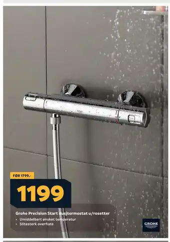 Megaflis Grohe Precision Start dusjtermostat u/rosetter tilbud