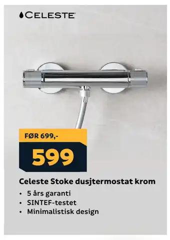 Megaflis Celeste Stoke dusjtermostat krom tilbud