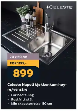 Megaflis Celeste Napoli kjøkkenkum høyre/venstre tilbud