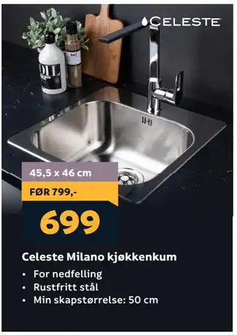 Megaflis Celeste Milano kjøkkenkum tilbud