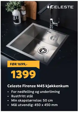 Megaflis Celeste Firenze M45 kjøkkenkum tilbud