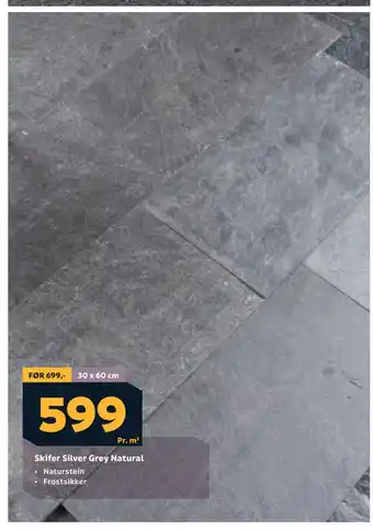Megaflis Skifer Silver Grey Natural tilbud