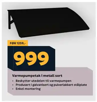 Megaflis Varmepumpetak i metall sort tilbud