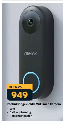 Megaflis Reolink ringeklokke WiFi med kamera tilbud