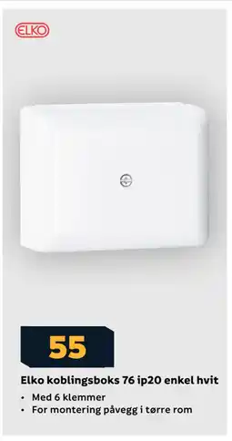 Megaflis Elko koblingsboks 76 ip20 enkel hvit tilbud