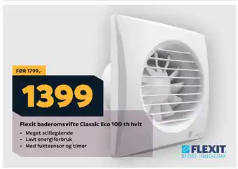 Megaflis Flexit baderomsvifte Classic Eco 100 th hvit tilbud