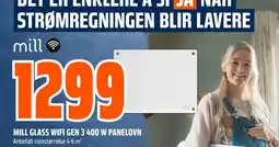 Obs Bygg MILL GLASS WIFI GEN 3 400 W PANELOVN tilbud