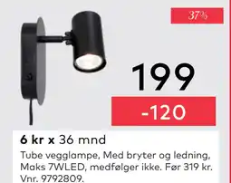 Skeidar Tube vegglampe tilbud