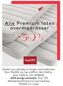Skeidar Alle Premium latex overmadrasser tilbud