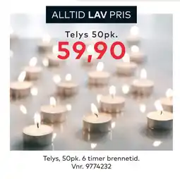 Skeidar Telys, 50pk. 6 timer brennetid tilbud