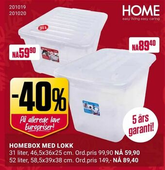 Europris Homebox med lokk tilbud