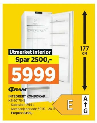 POWER INTEGRERT KOMBISKAP tilbud