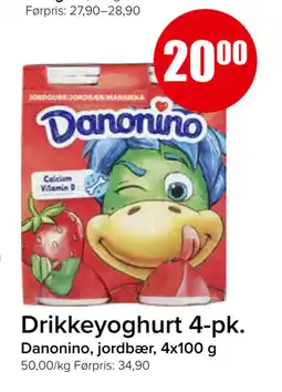 Spar Danonino, jordbær, 4x100 g tilbud