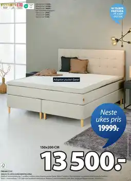 JYSK GOLD C75 LATEX KONTINENTALSENG tilbud