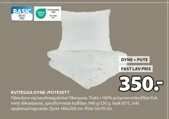 JYSK KVITEGGA DYNE-/PUTESETT tilbud
