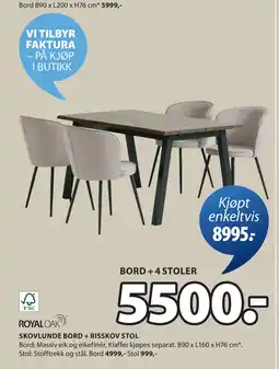 JYSK SKOVLUNDE BORD + RISSKOV STOL tilbud