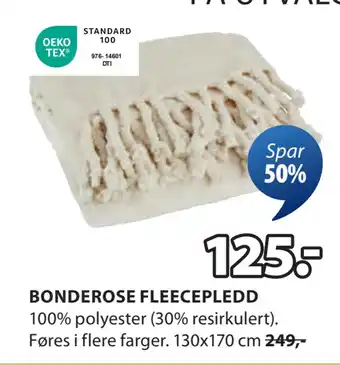 JYSK BONDEROSE FLEECEPLEDD tilbud