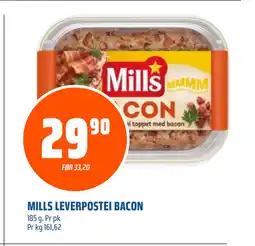 Coop Obs MILLS LEVERPOSTEI BACON tilbud