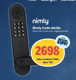 Coop Obs Nimly Code dørlås tilbud