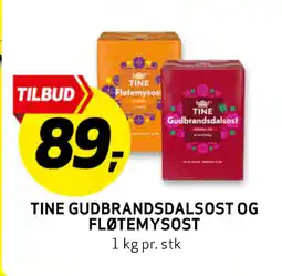 Bunnpris TINE Gudbrandsdalsost og Fløtemysost tilbud