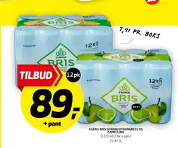 Bunnpris FARRIS BRIS SITRON/SITRONGRESS OG PÆRE/LIME tilbud
