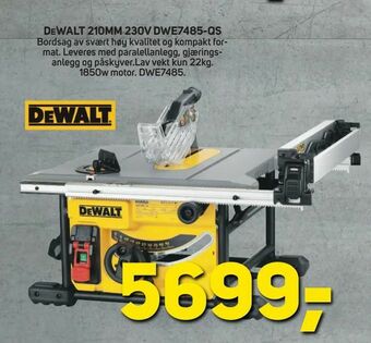 Megaflis Dewalt 210MM 230V DWE7485-QS tilbud