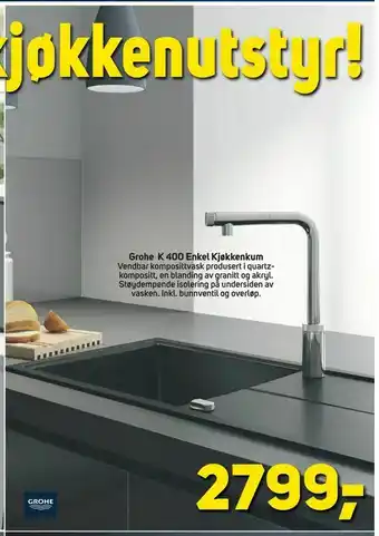 Megaflis Grohe K 400 Enkel Kjøkkenkum tilbud