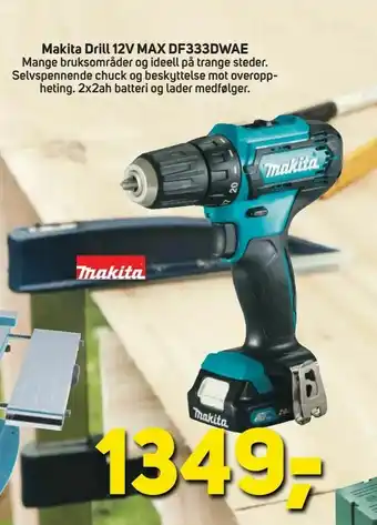 Megaflis Makita Drill 12V MAX DF333DWAE tilbud