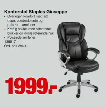 Staples Kontorstol Staples Giuseppe tilbud