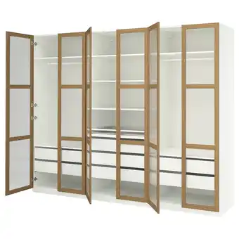 IKEA Pax / tonstad Garderobekombinasjon, hvit/eikefiner glass, 300x60x236 cm tilbud