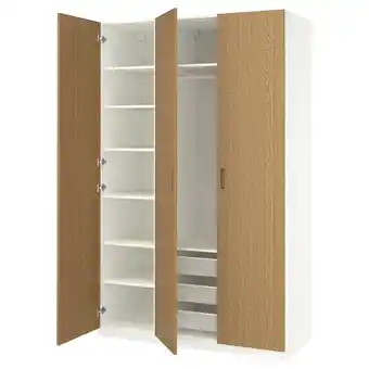 IKEA Pax / tonstad Garderobekombinasjon, hvit/eikefiner, 150x60x236 cm tilbud
