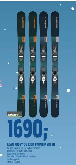 Coop Obs Elan missy og kick twintip ski jr tilbud