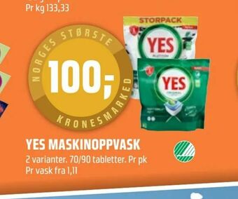 Coop Obs Yes maskinoppvask tilbud
