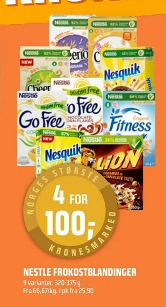 Coop Obs Nestle frokostblandinger tilbud