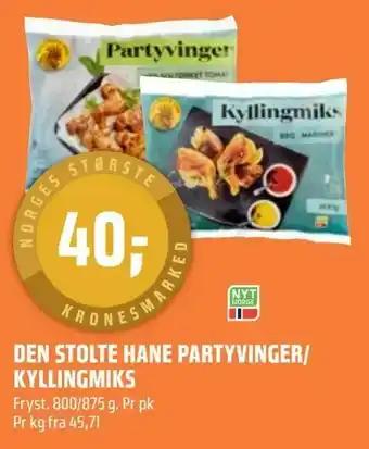 Coop Obs Den stolte hane partyvinger/ kyllingmiks tilbud