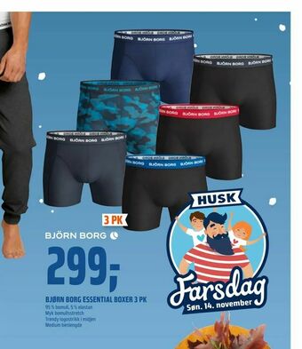 Coop Obs Bjørn borg essential boxer 3 pk tilbud