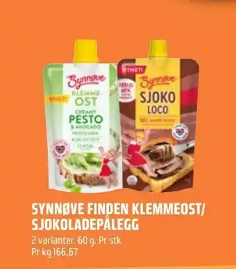 Coop Obs Synnøve finden klemmeost/ sjokoladepålegg tilbud